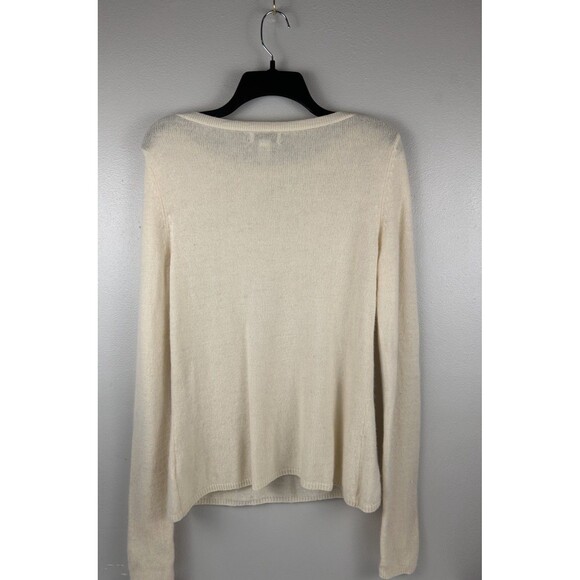 Adrienne Vittadini 100% 2 Ply Cashmere Off-white Crewneck Sweater Size Small - Picture 5 of 6